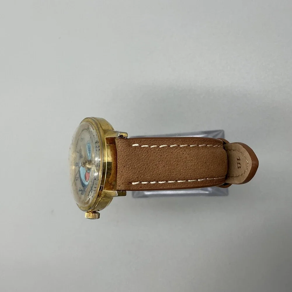 Vintage Star-Kist Charlie Tuna Mens Watch 35mm Logo Dial Leather Manual Wind